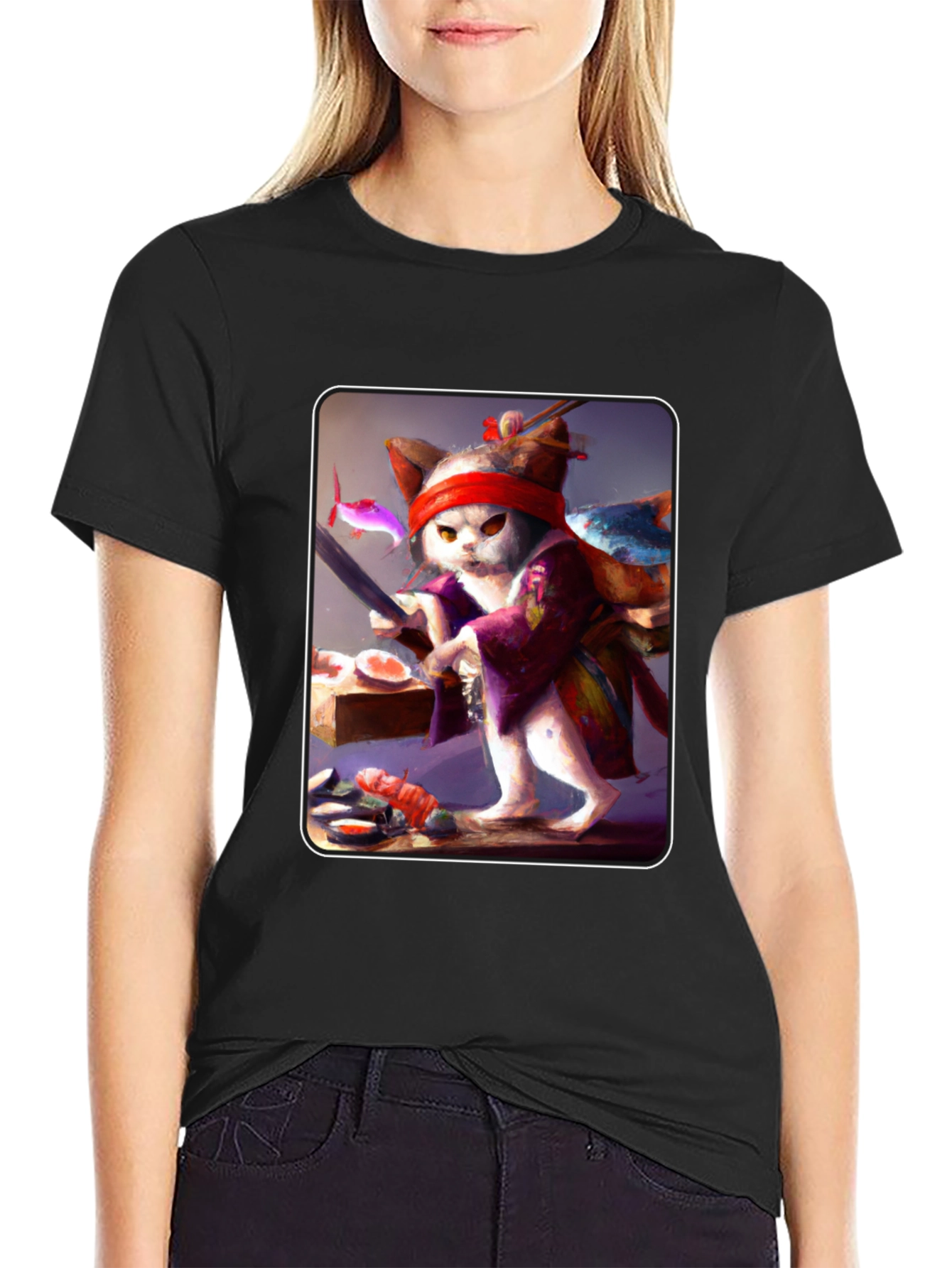 Sushi Cat T-Shirt - Unique Artistic Design