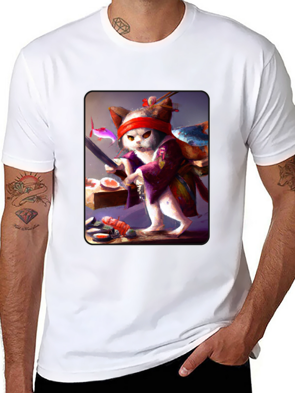 Sushi Cat T-Shirt - Unique Artistic Design