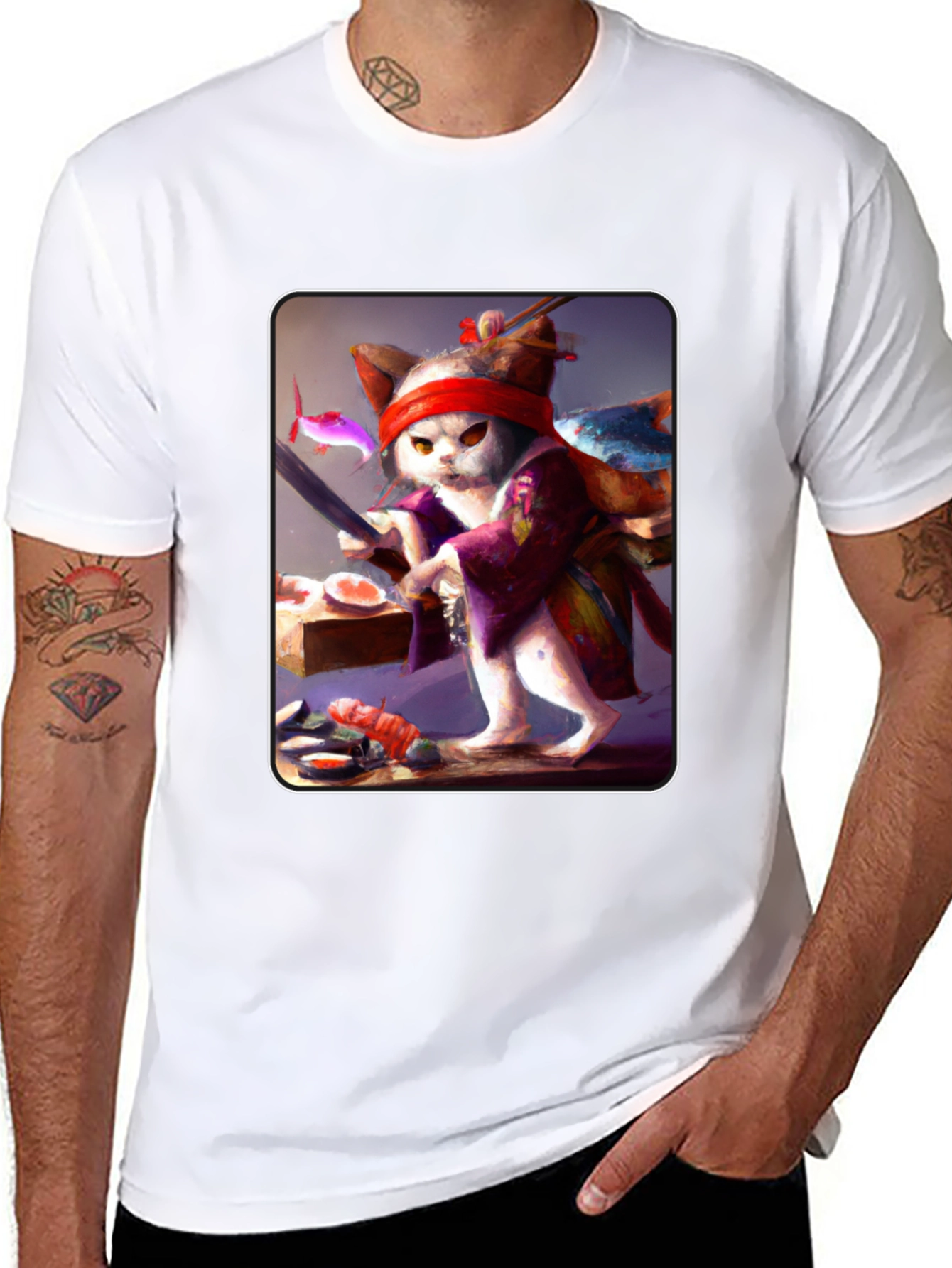 Sushi Cat T-Shirt - Unique Artistic Design