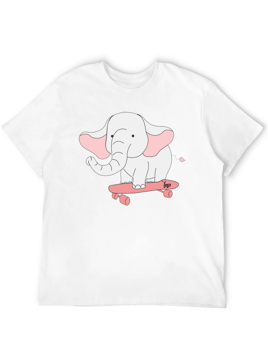 Elephant on Skateboard Black T-Shirt