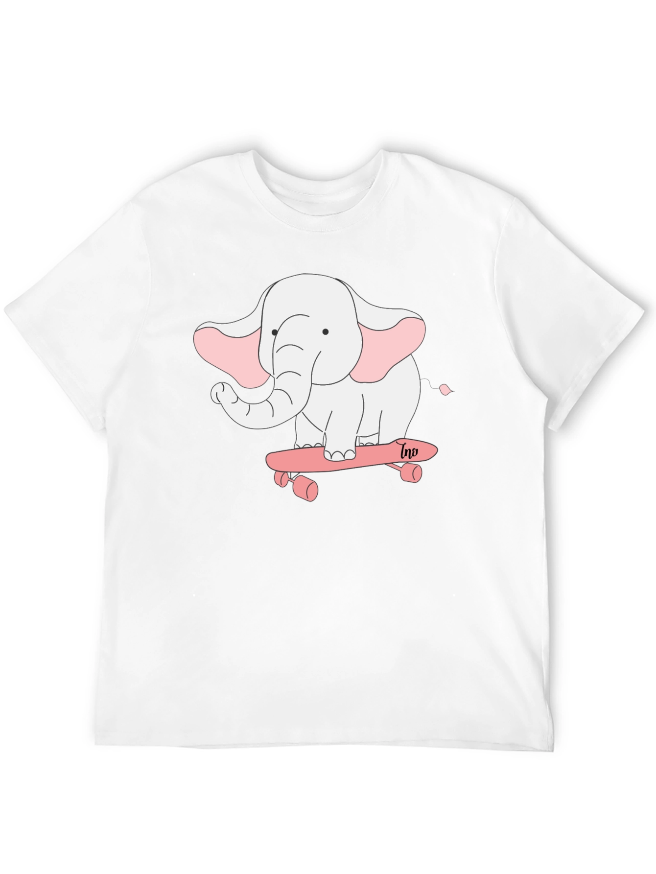 Elephant on Skateboard Black T-Shirt