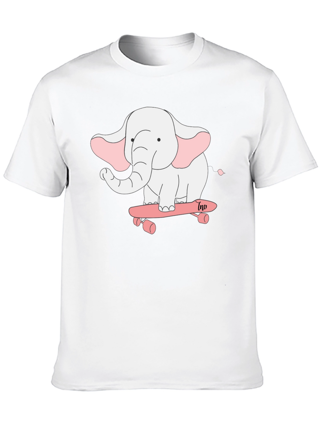 Elephant on Skateboard Black T-Shirt