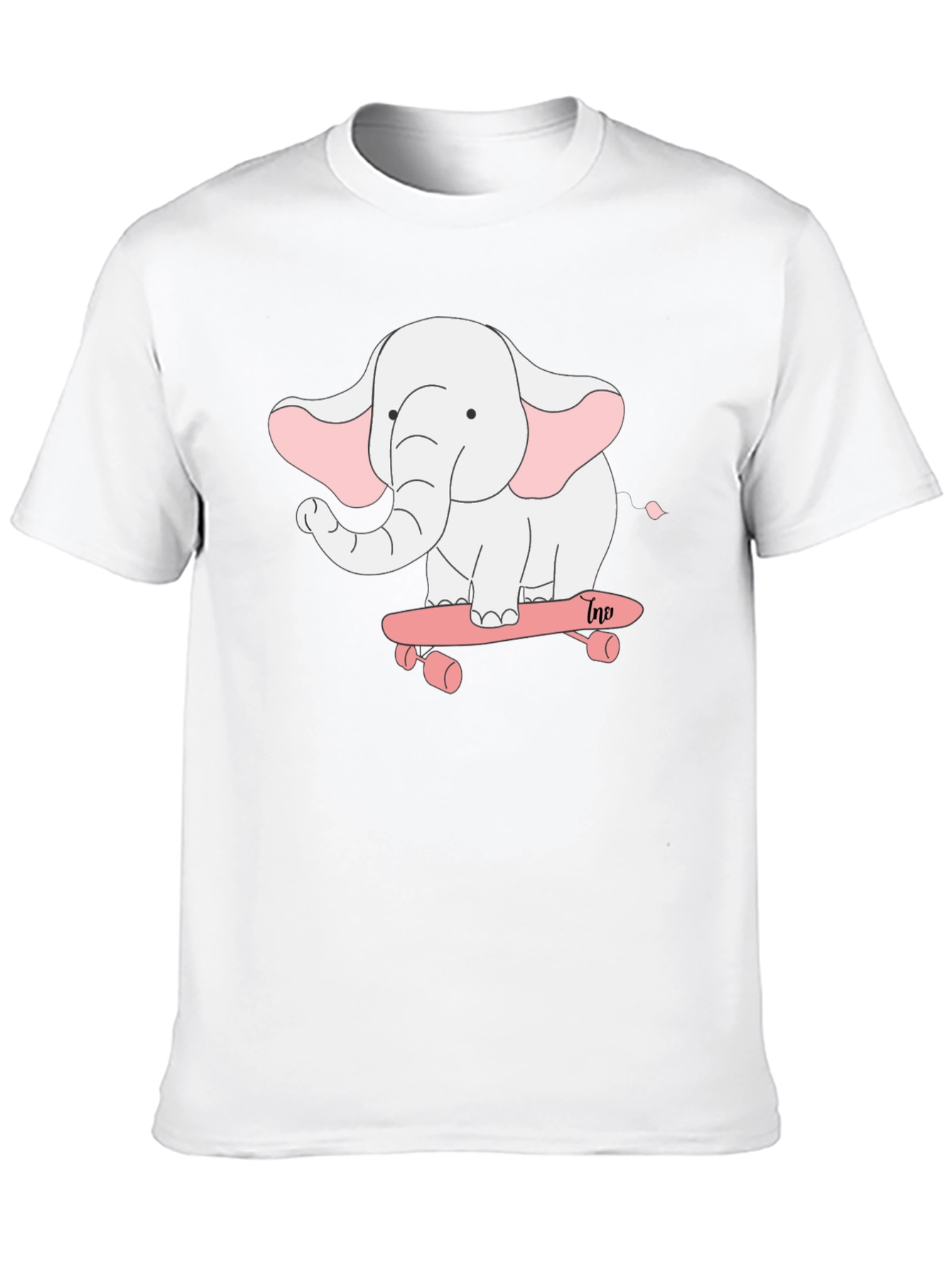 Elephant on Skateboard Black T-Shirt