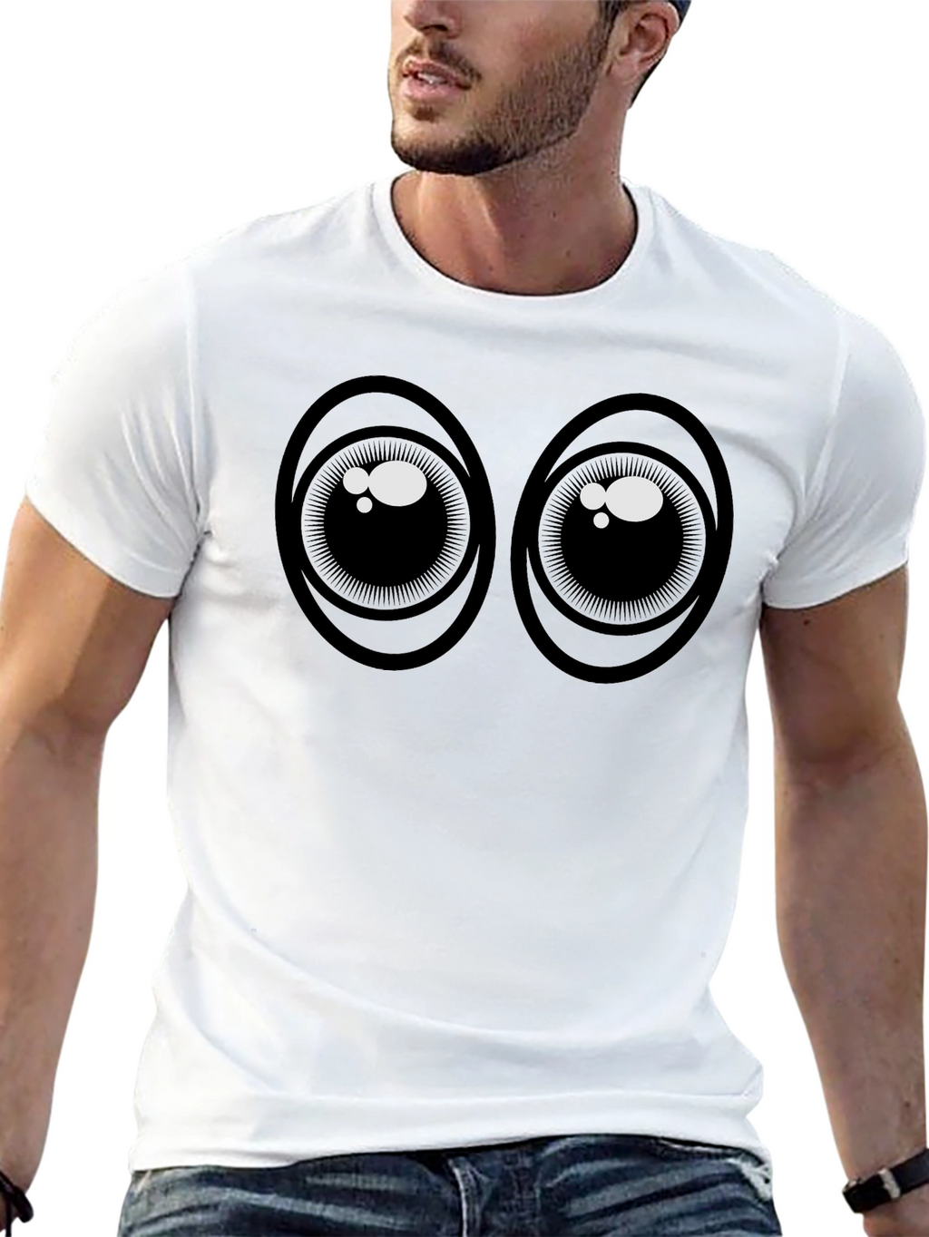 Googly Eyes Graphic T-Shirt - Black Cotton Tee