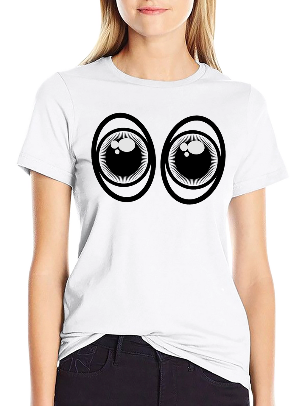 Googly Eyes Graphic T-Shirt - Black Cotton Tee
