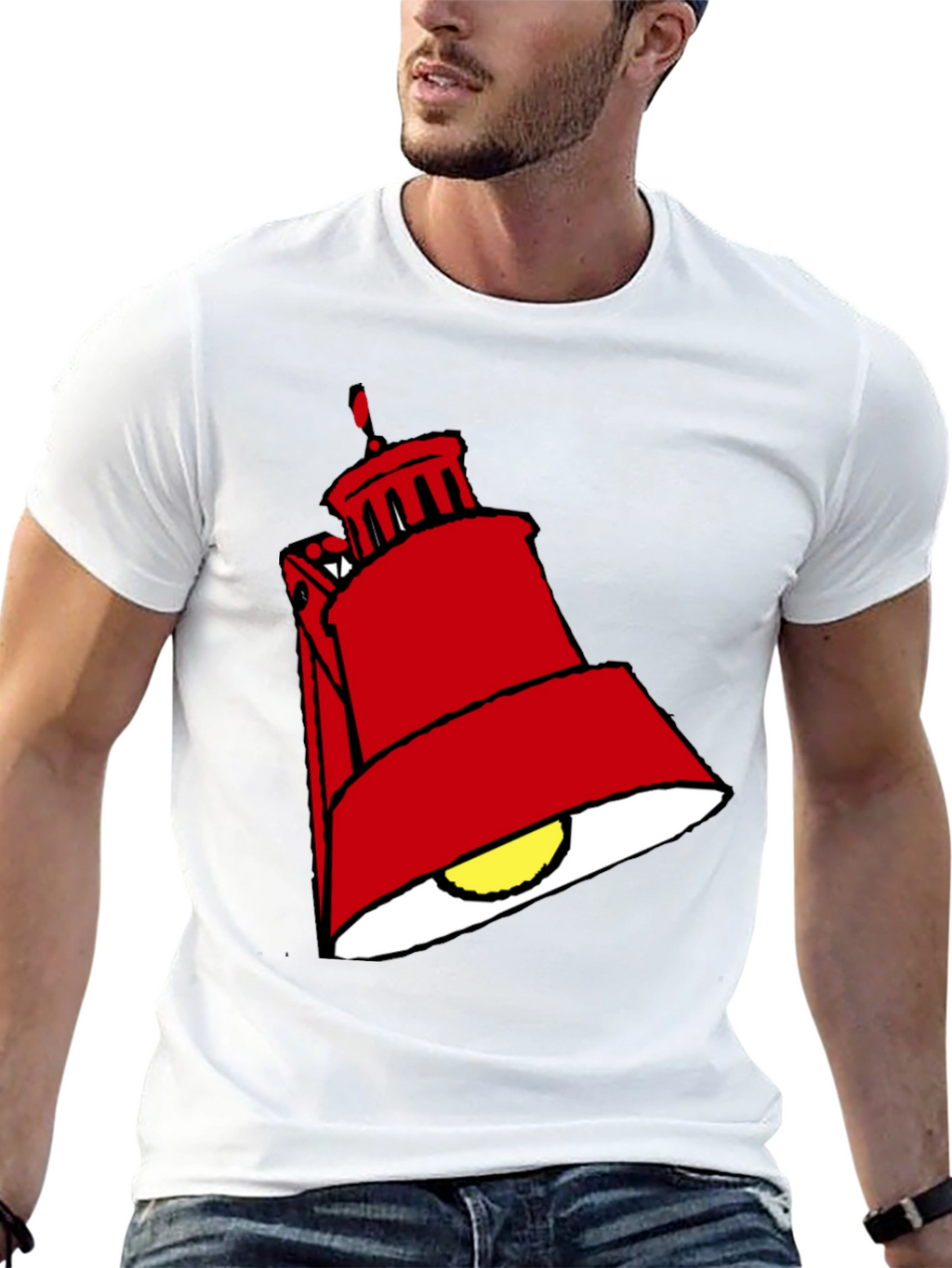 Red Lamp Graphic Black T-Shirt