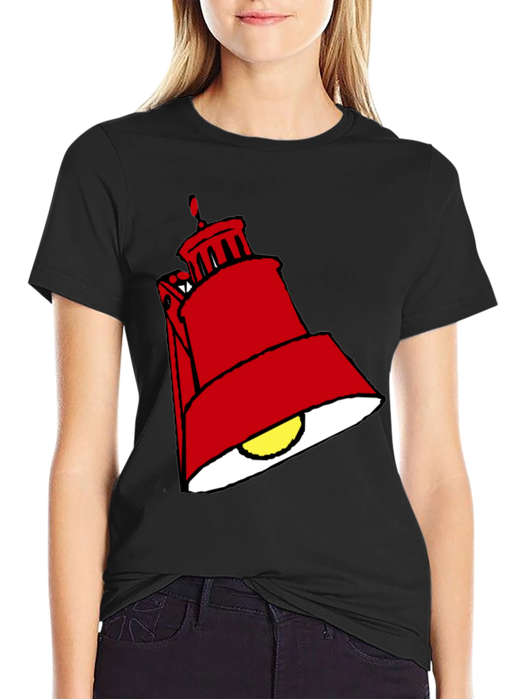 Red Lamp Graphic Black T-Shirt