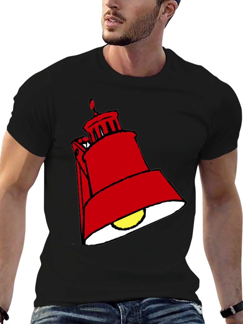 Red Lamp Graphic Black T-Shirt