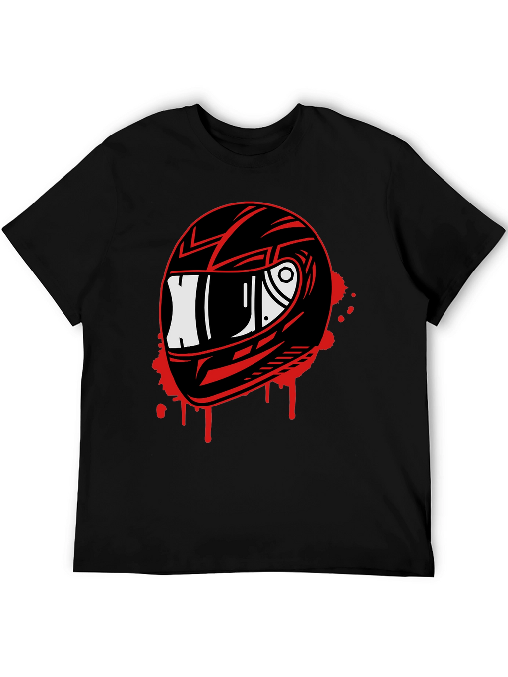 Motorcycle Helmet Graphic Tee - Black