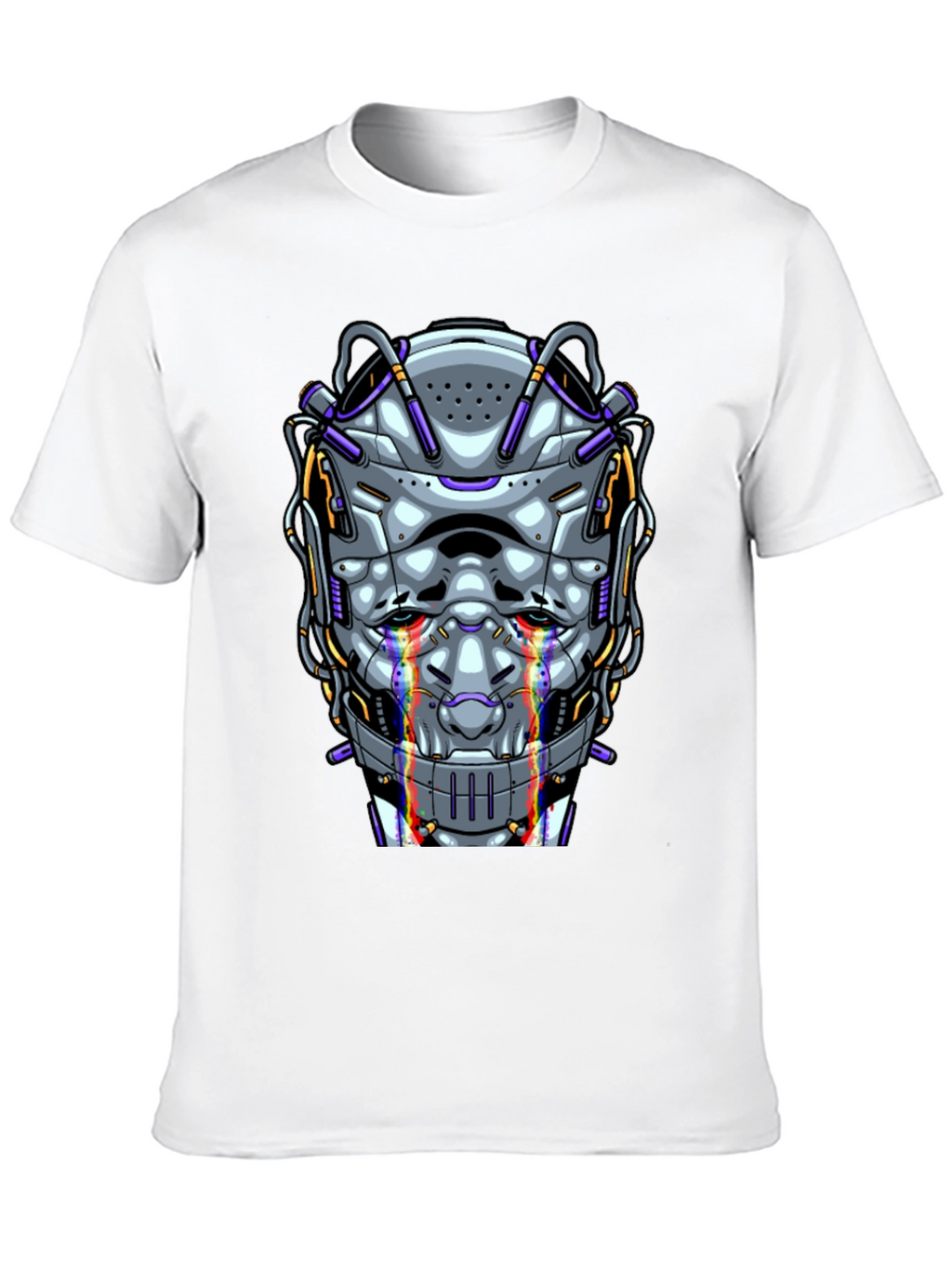 Cyberpunk Robot Head Graphic T-Shirt