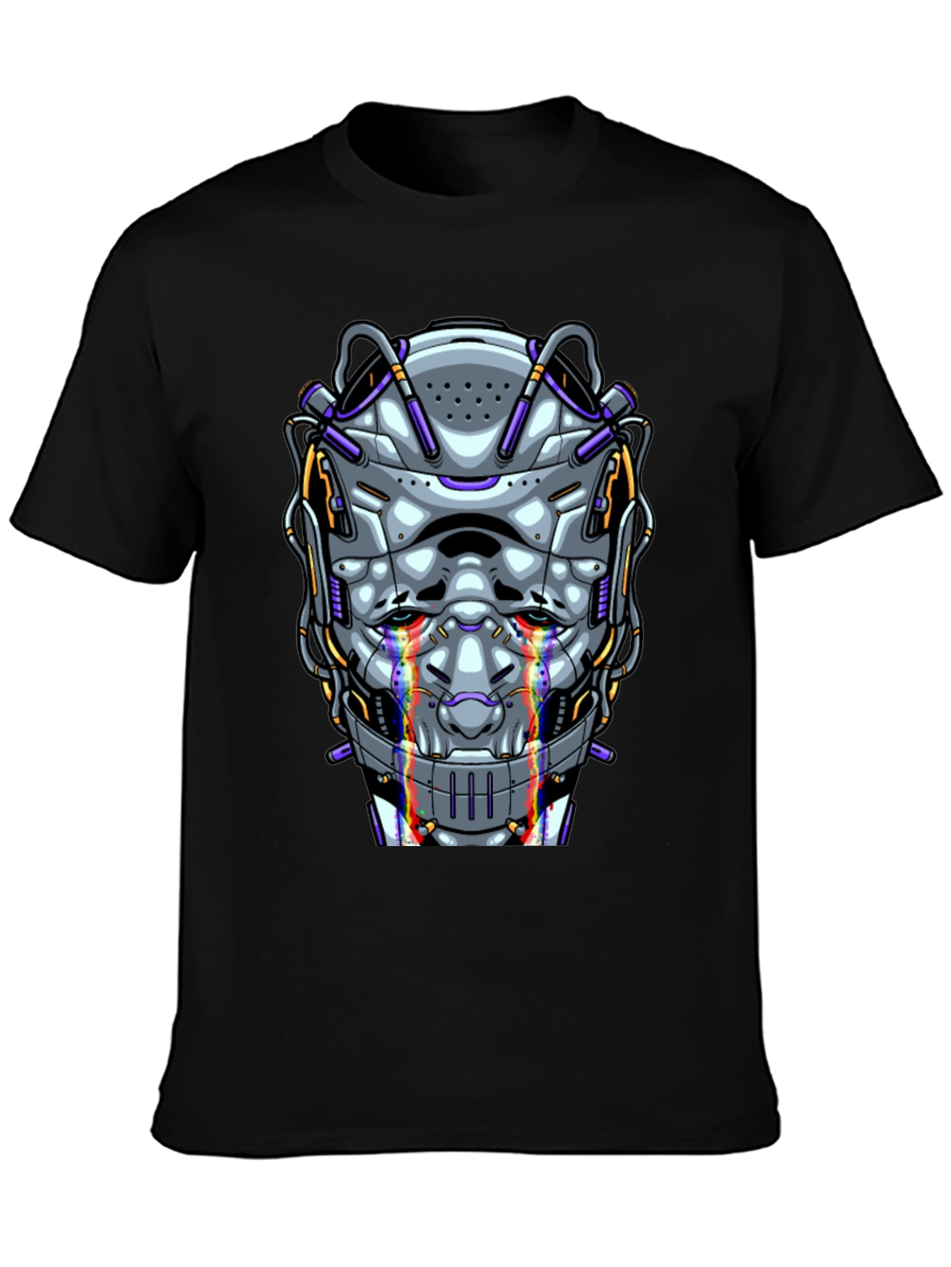 Cyberpunk Robot Head Graphic T-Shirt