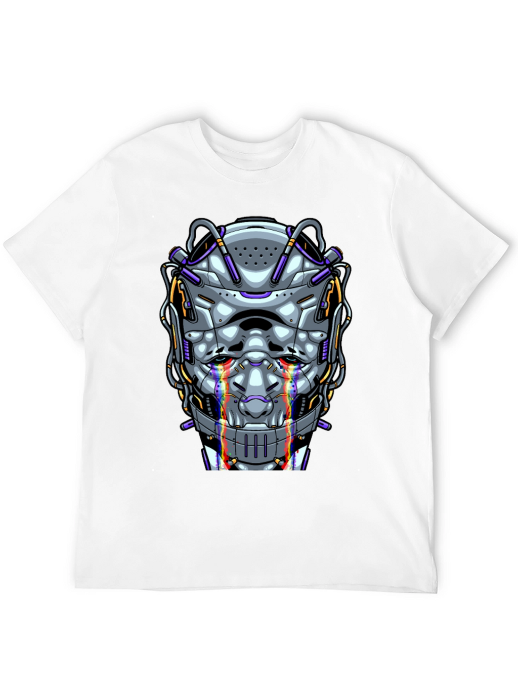 Cyberpunk Robot Head Graphic T-Shirt