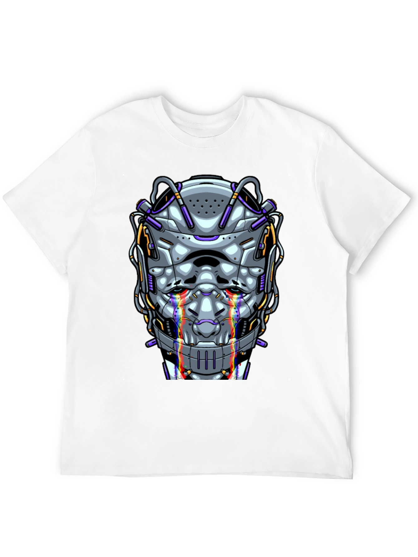 Cyberpunk Robot Head Graphic T-Shirt