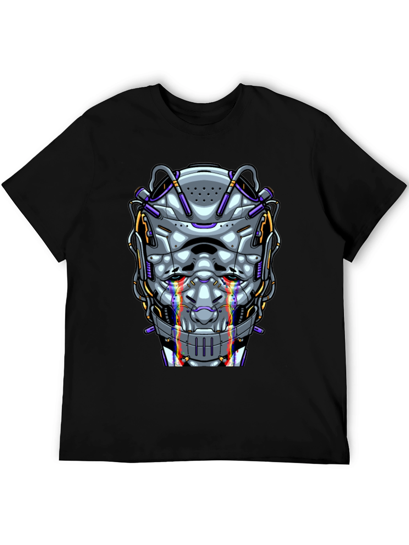Cyberpunk Robot Head Graphic T-Shirt