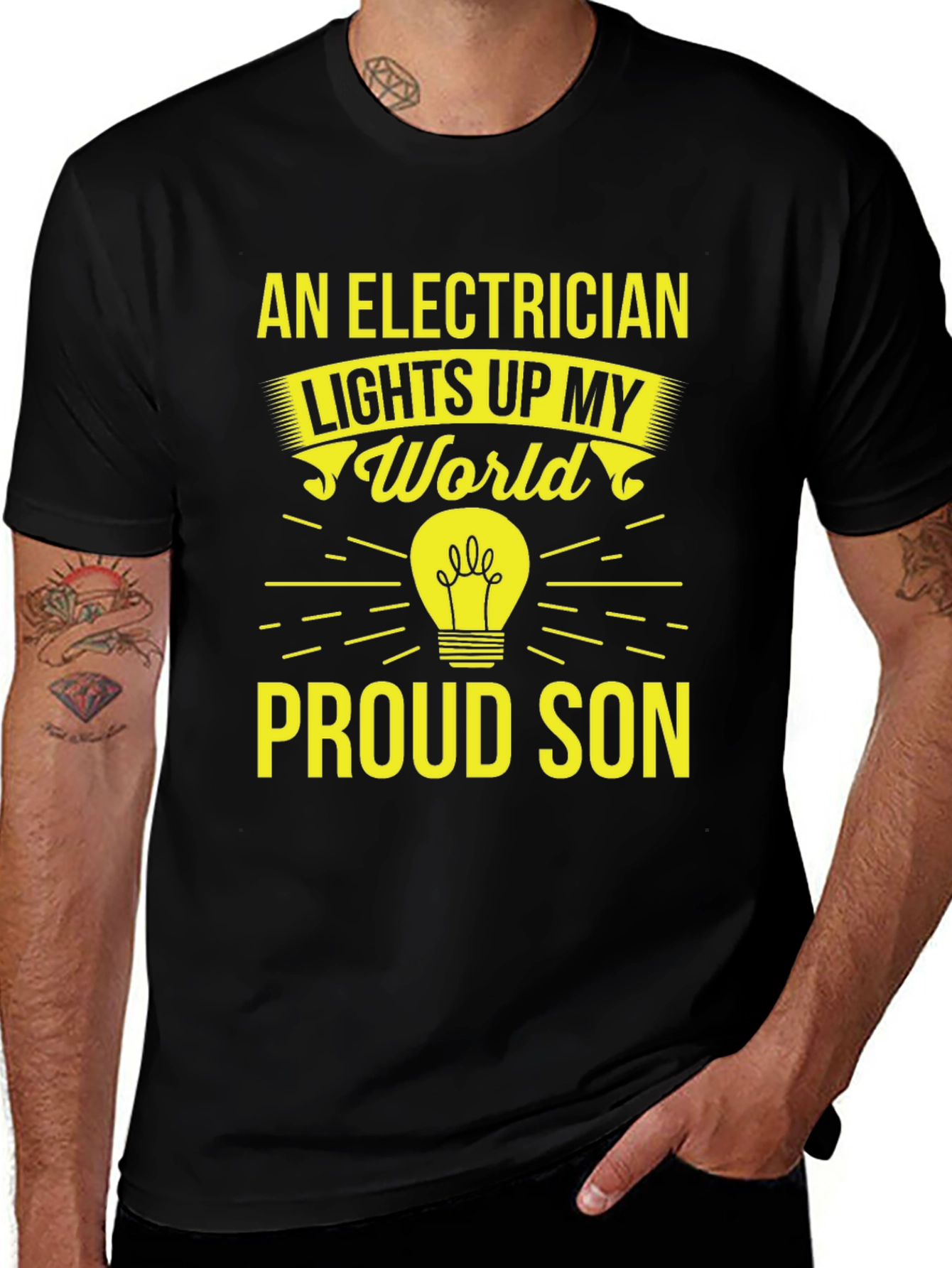 Electrician Proud Son T-Shirt - Lights Up My World