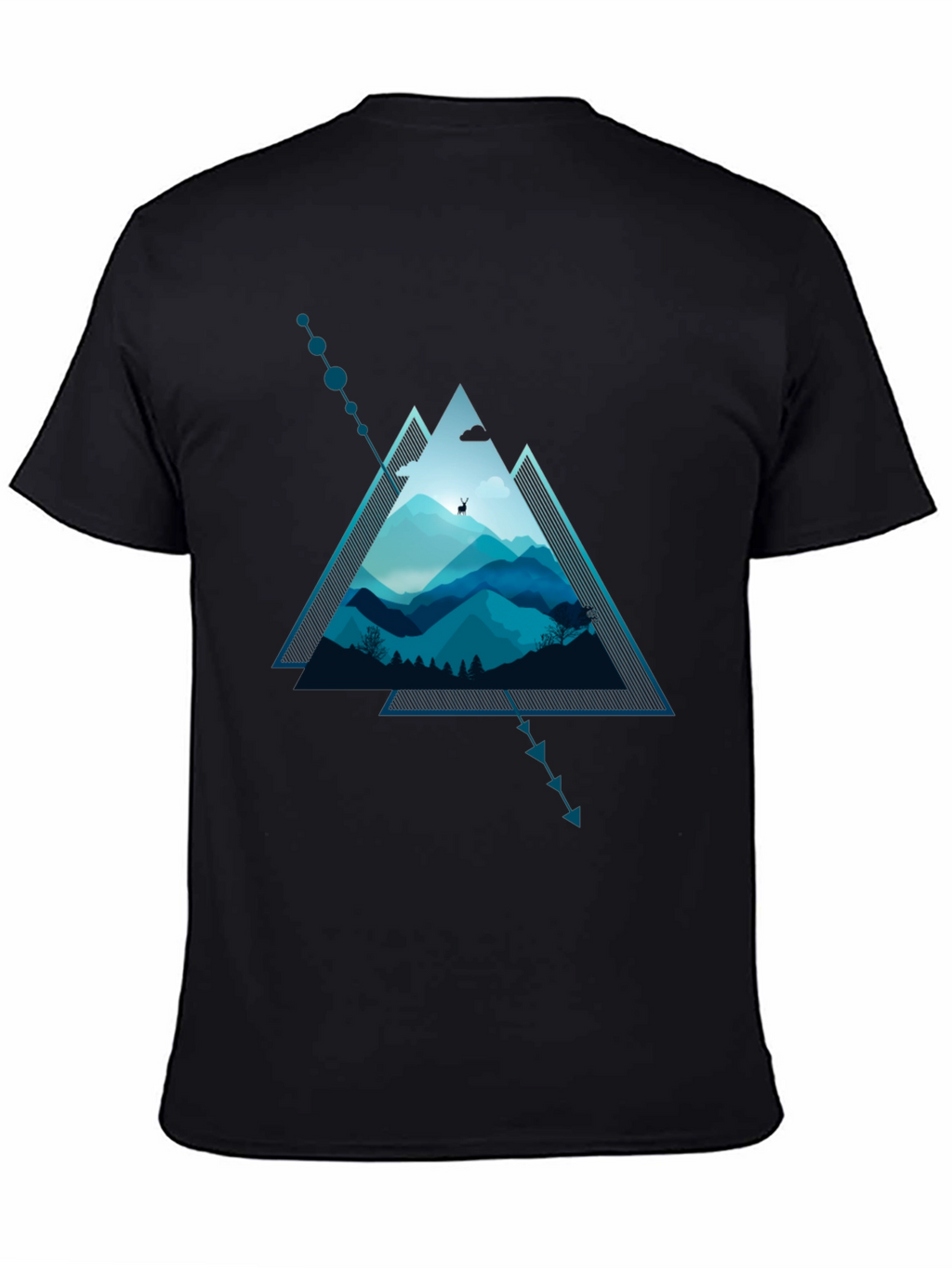 Geometric Mountain Scene Graphic T-Shirt