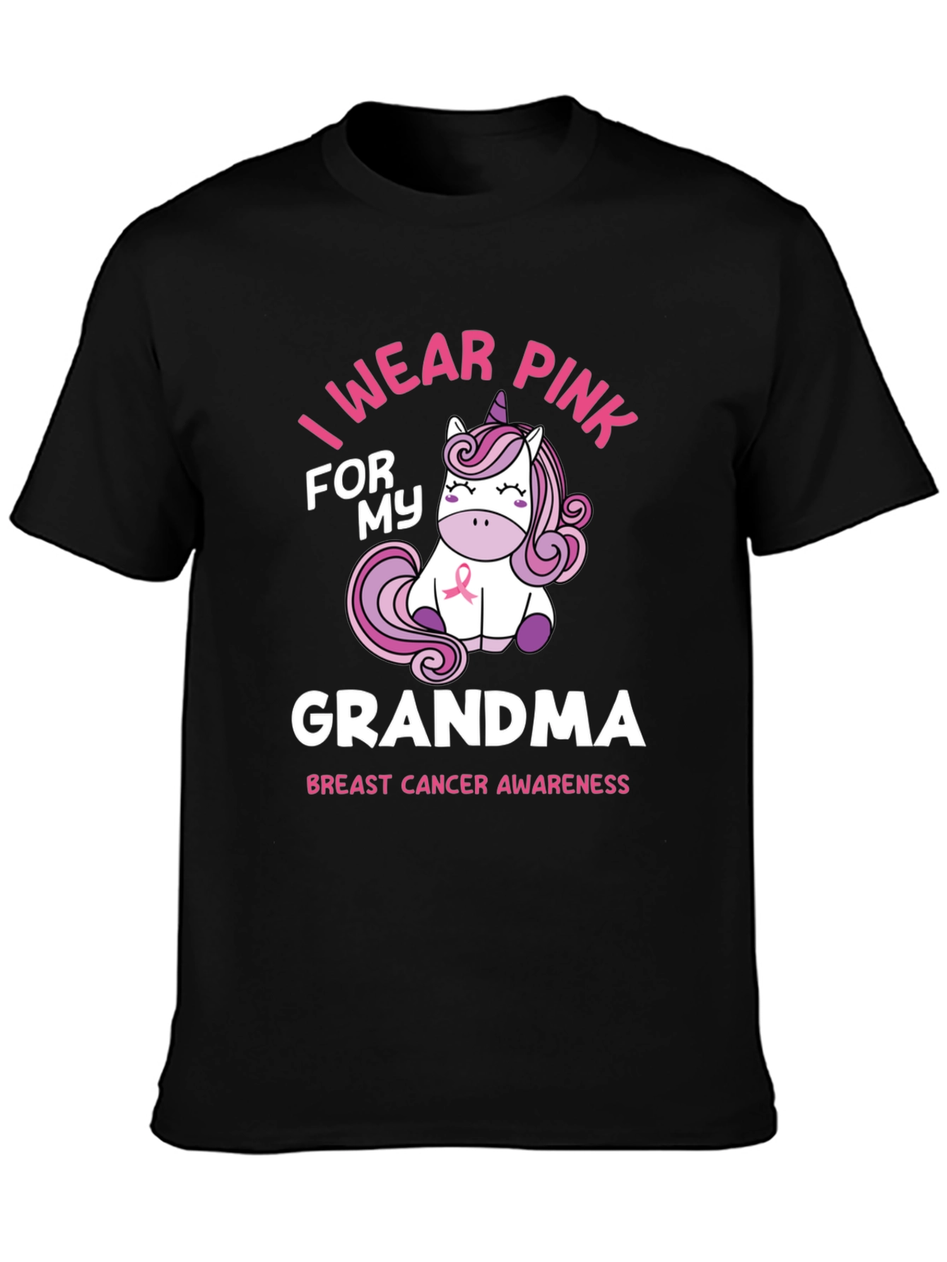 Unicorn I Wear Pink For My Grandma T-Shirt