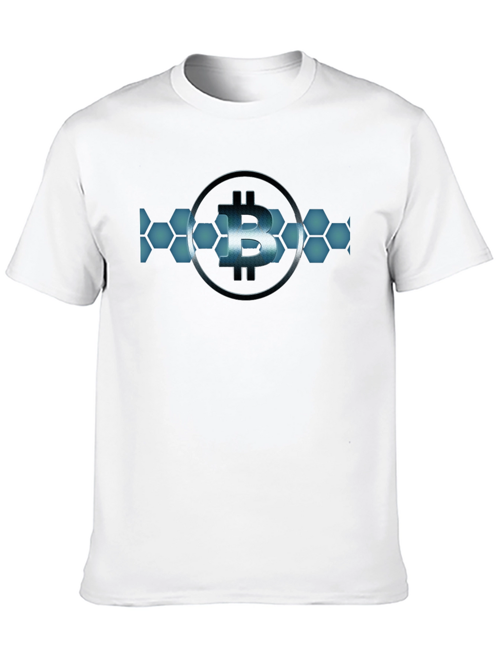 Bitcoin Hexagon Design Black T-Shirt