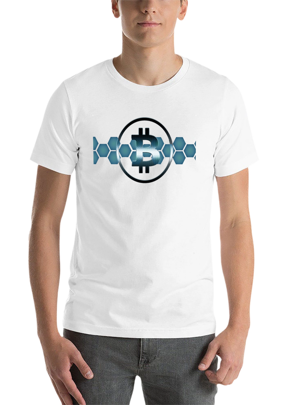 Bitcoin Hexagon Design Black T-Shirt
