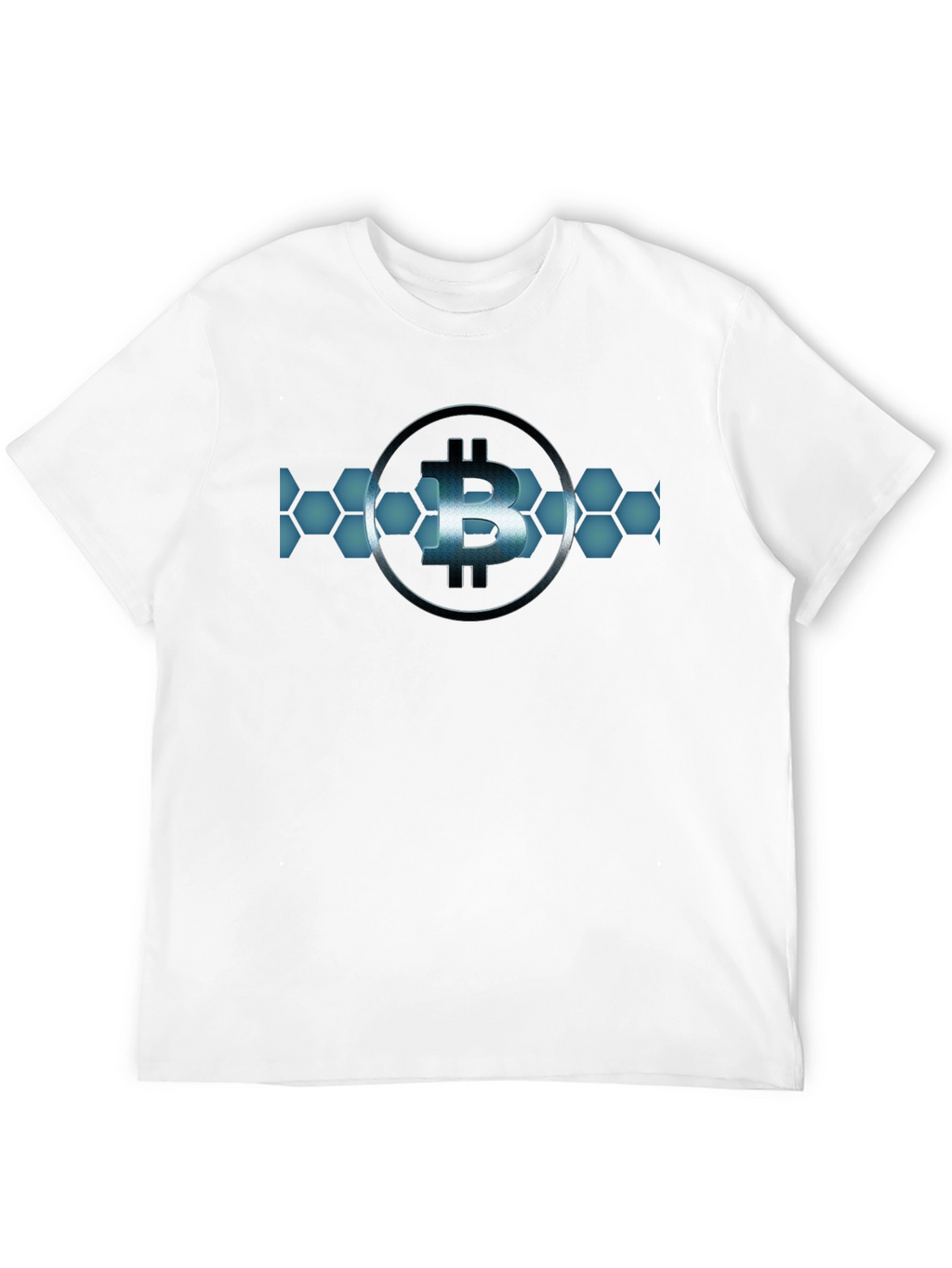 Bitcoin Hexagon Design Black T-Shirt