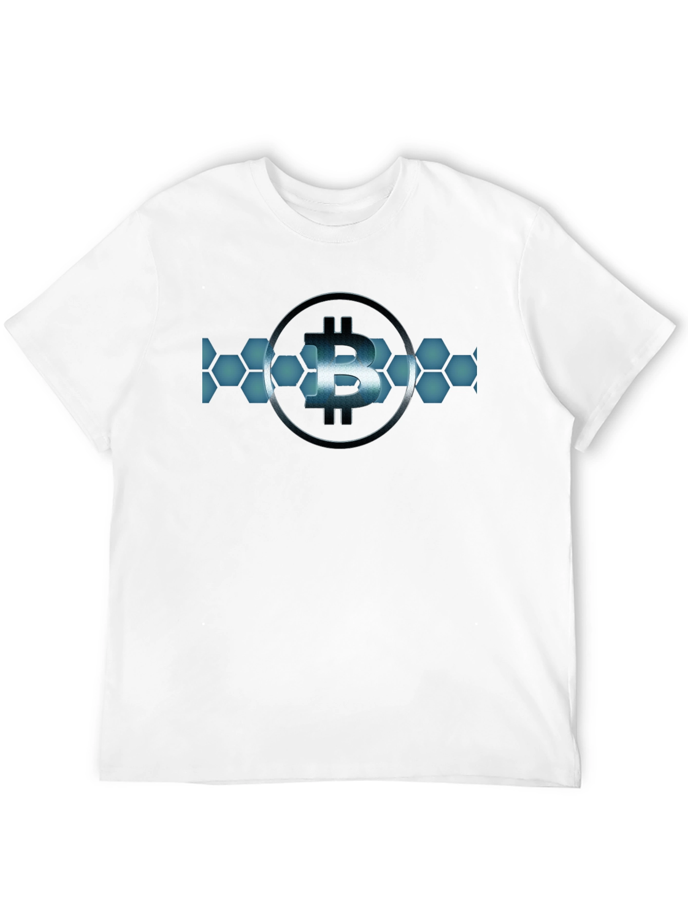 Bitcoin Hexagon Design Black T-Shirt