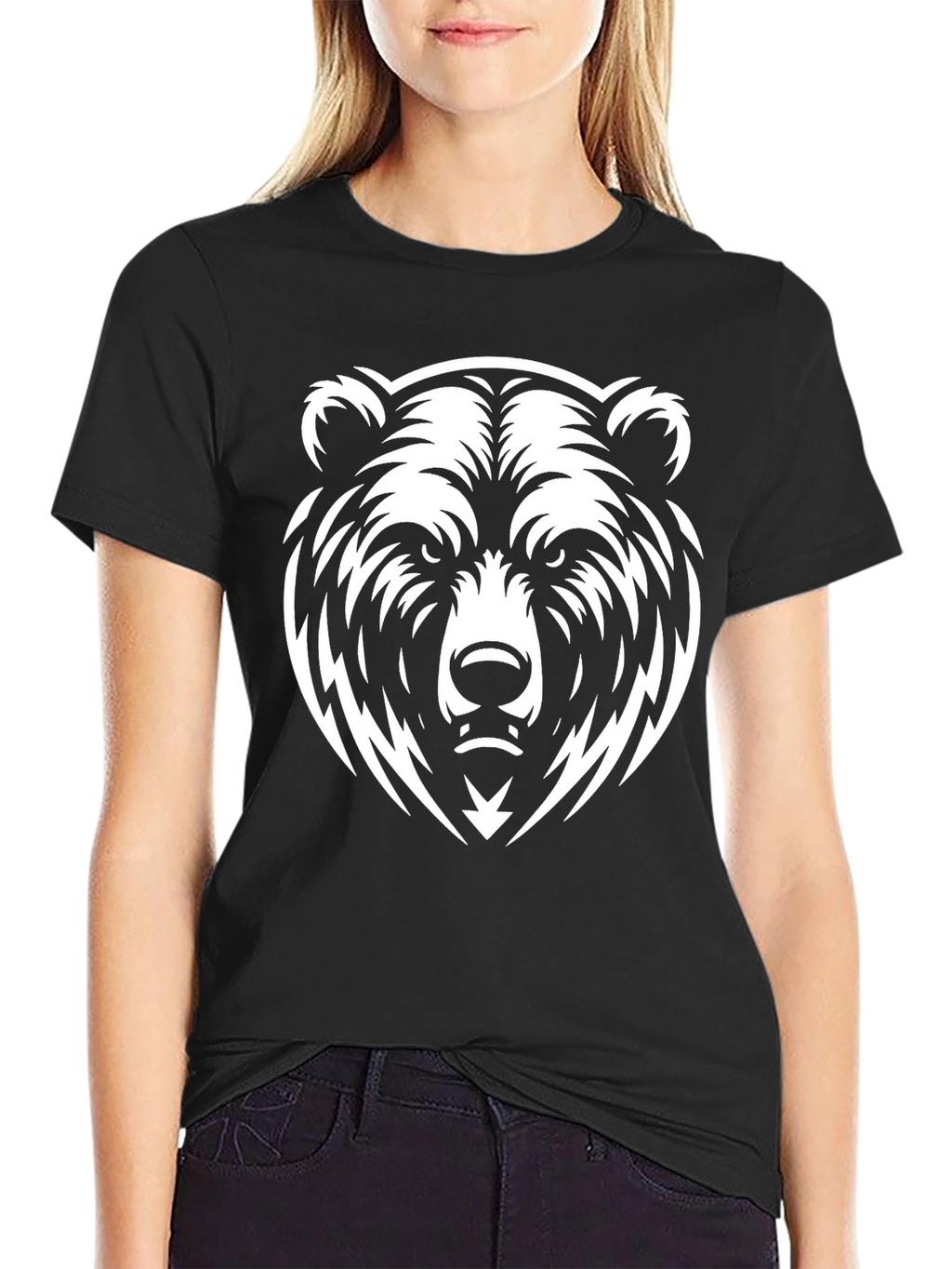 Black T-Shirt with Bold Bear Graphic