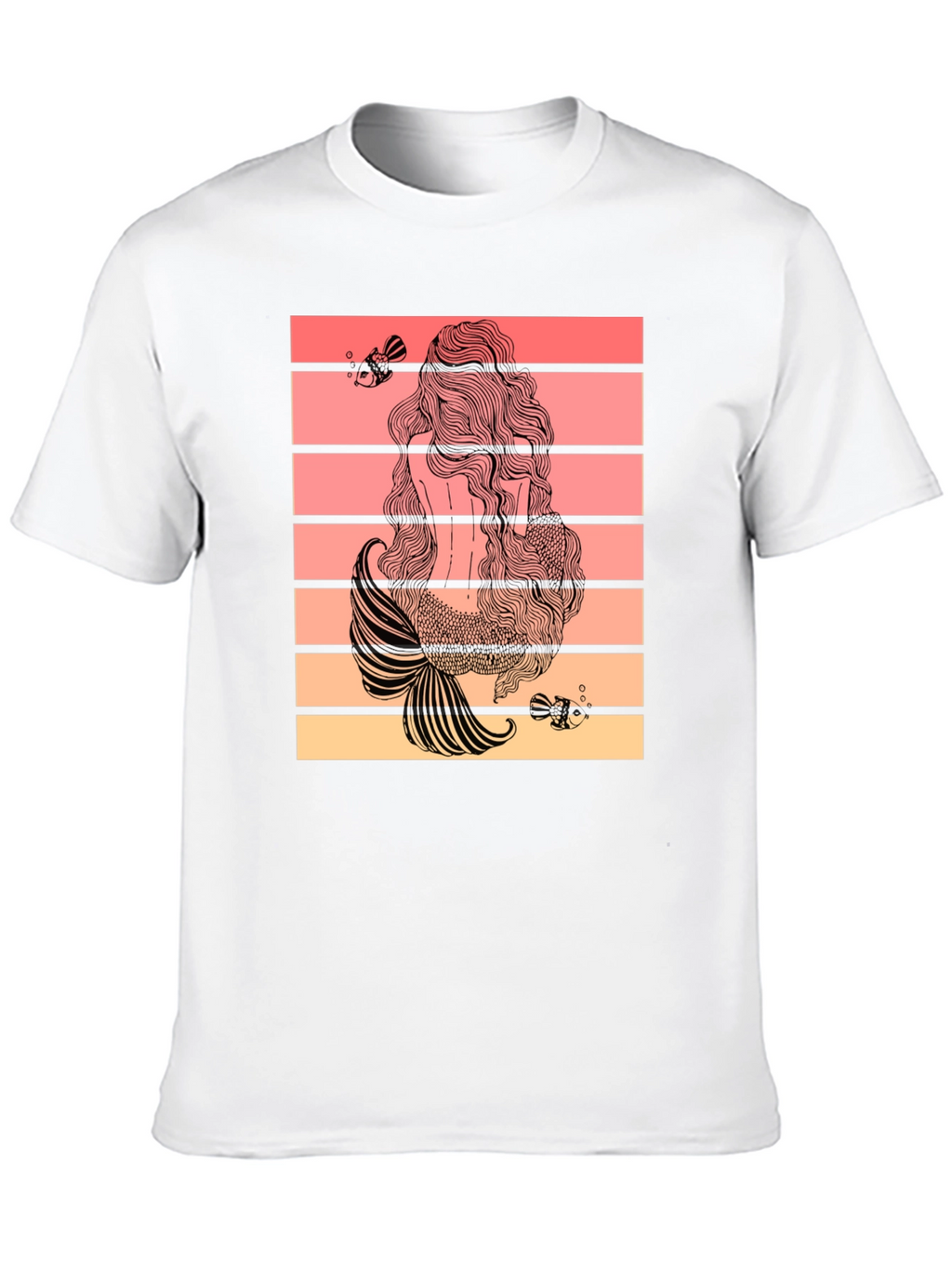 Mermaid Tail T-Shirt Retro Striped Graphic Tee