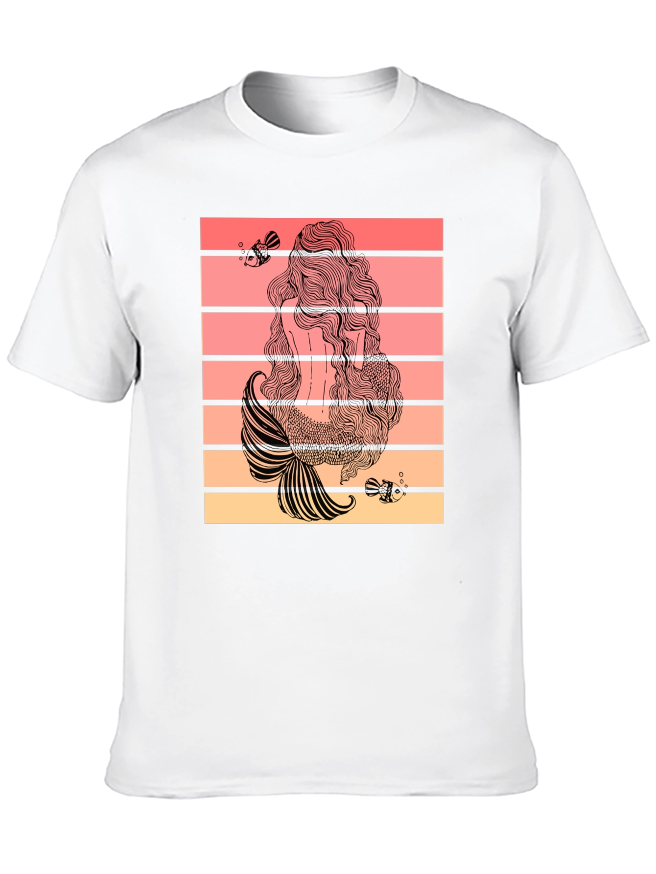 Mermaid Tail T-Shirt Retro Striped Graphic Tee