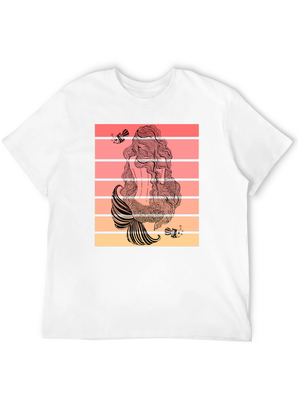 Mermaid Tail T-Shirt Retro Striped Graphic Tee