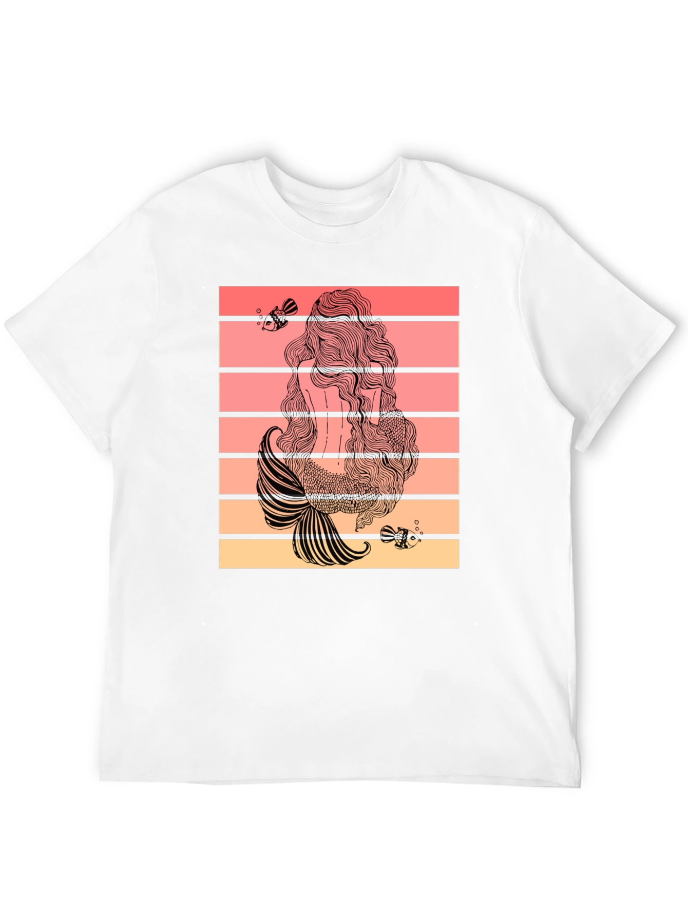 Mermaid Tail T-Shirt Retro Striped Graphic Tee