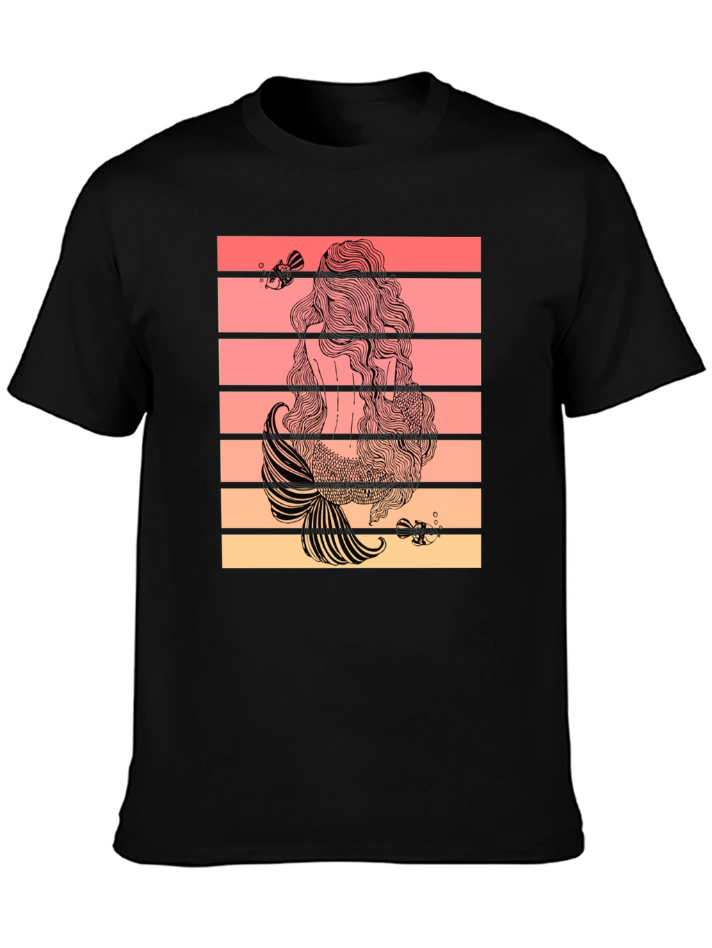 Mermaid Tail T-Shirt Retro Striped Graphic Tee