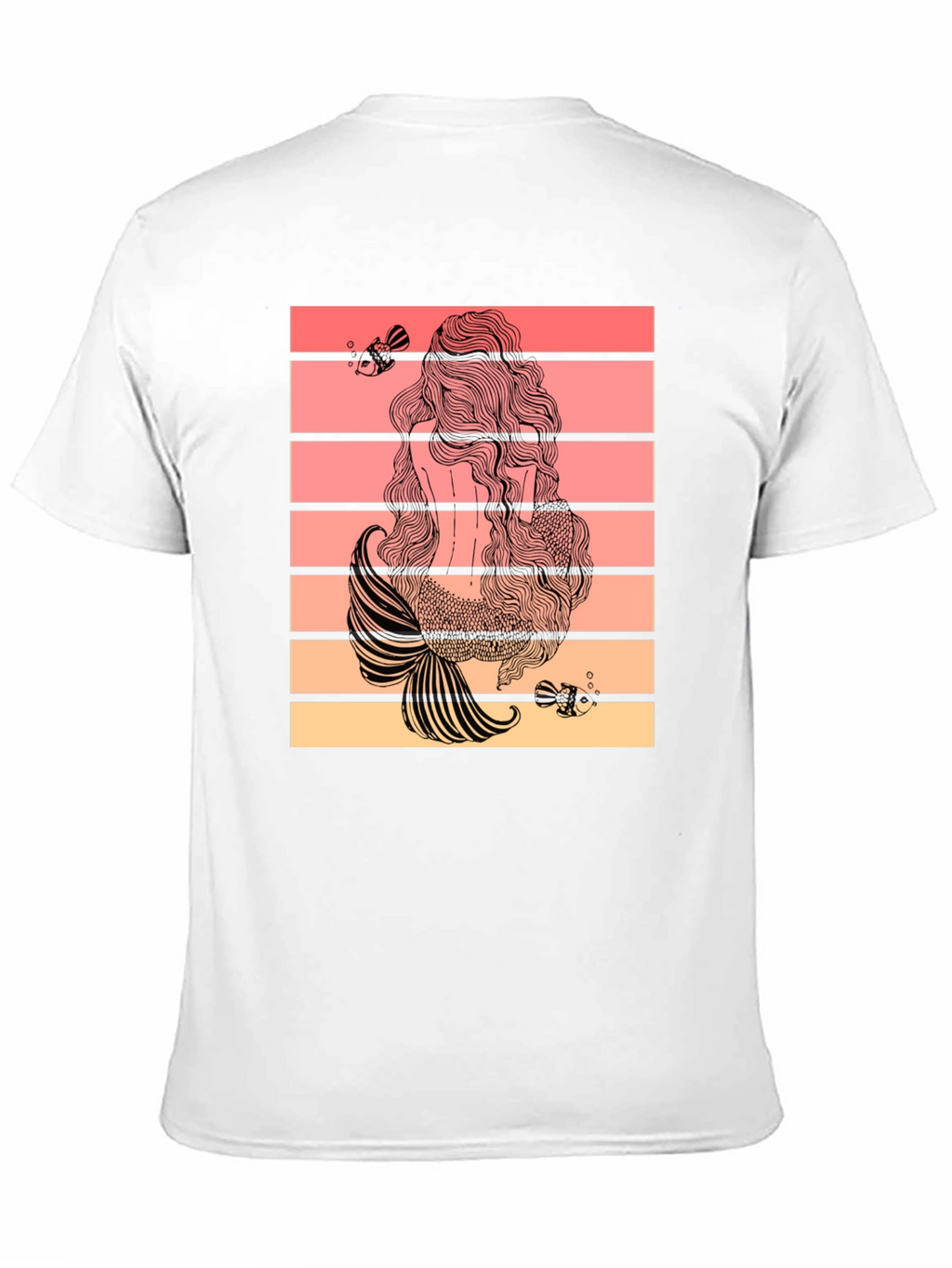 Mermaid Tail T-Shirt Retro Striped Graphic Tee