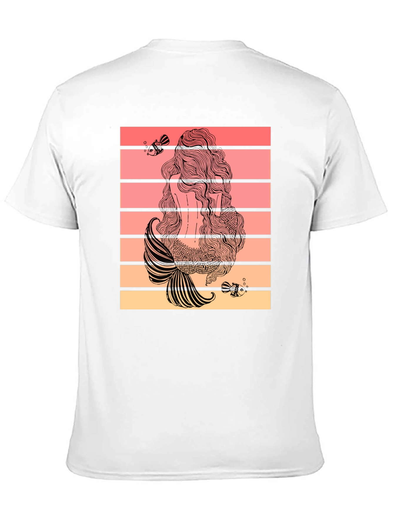 Mermaid Tail T-Shirt Retro Striped Graphic Tee