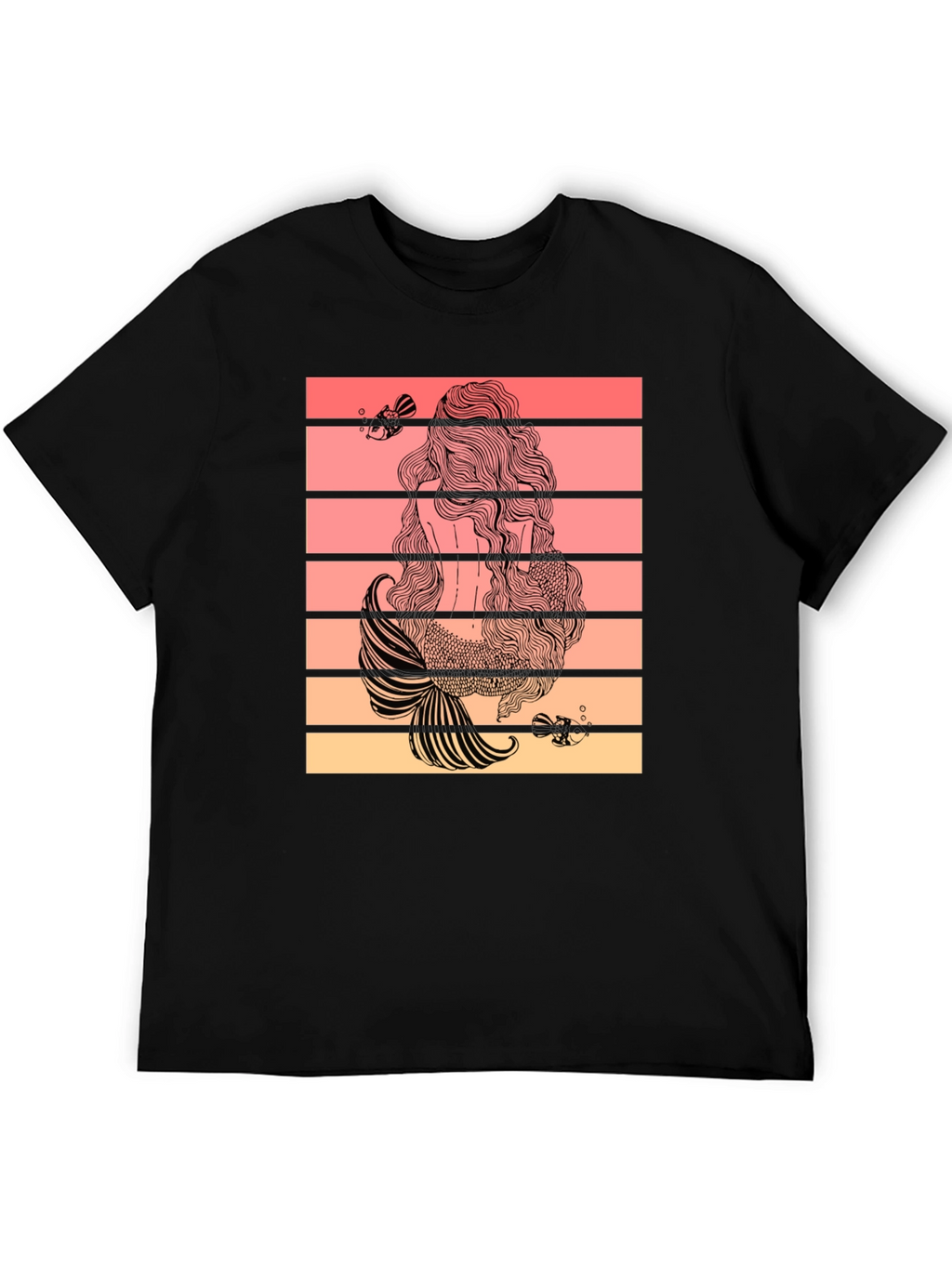 Mermaid Tail T-Shirt Retro Striped Graphic Tee