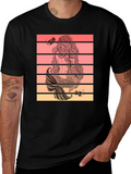 Mermaid Tail T-Shirt Retro Striped Graphic Tee