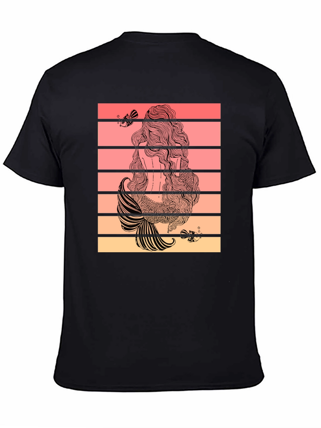 Mermaid Tail T-Shirt Retro Striped Graphic Tee