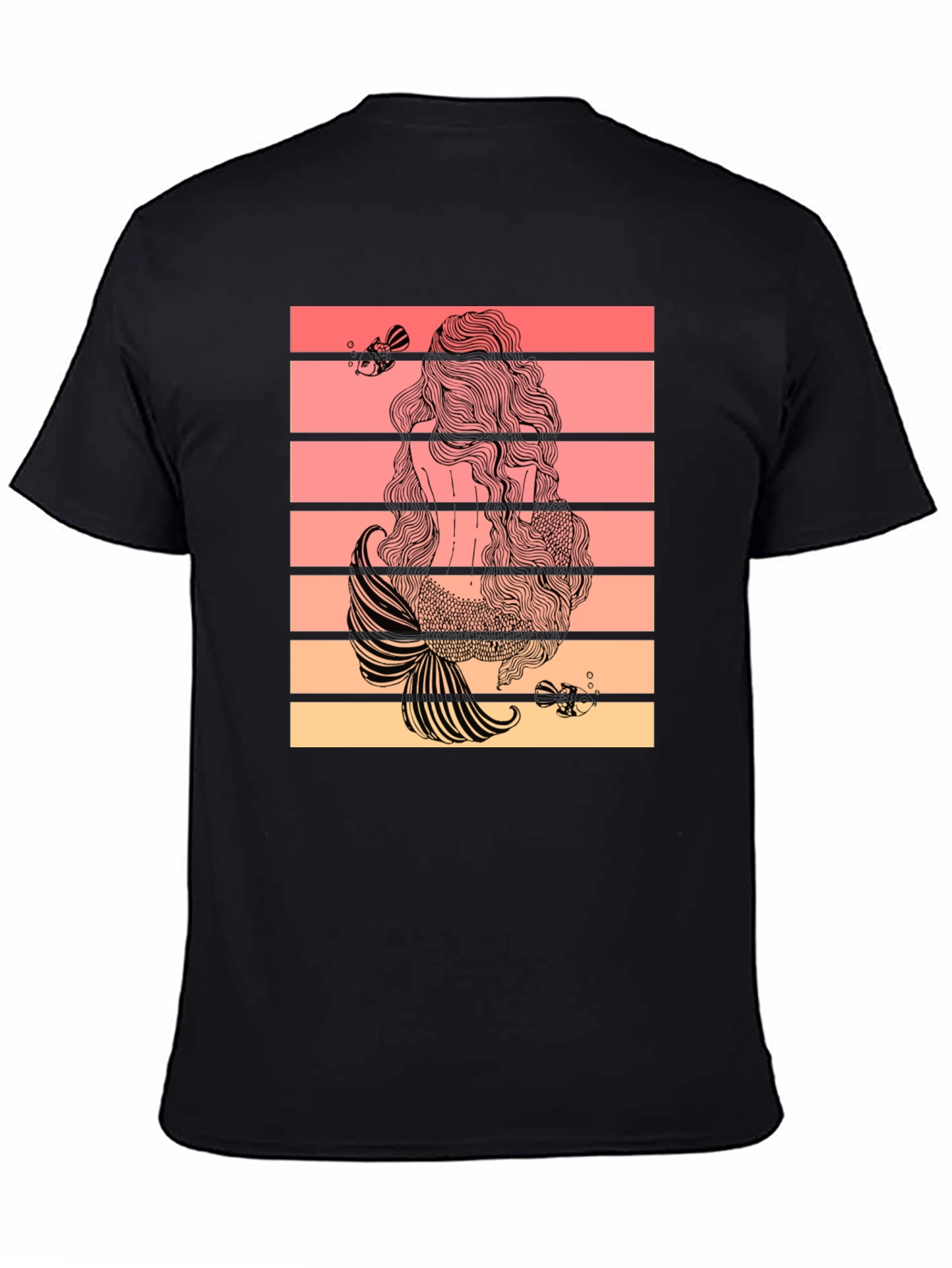 Mermaid Tail T-Shirt Retro Striped Graphic Tee