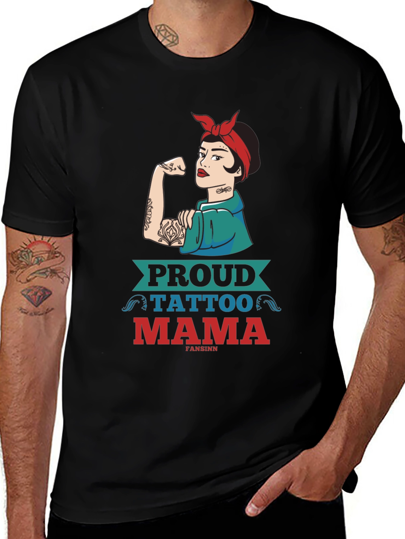 Proud Tattoo Mama Graphic Tee - Strong Woman Design