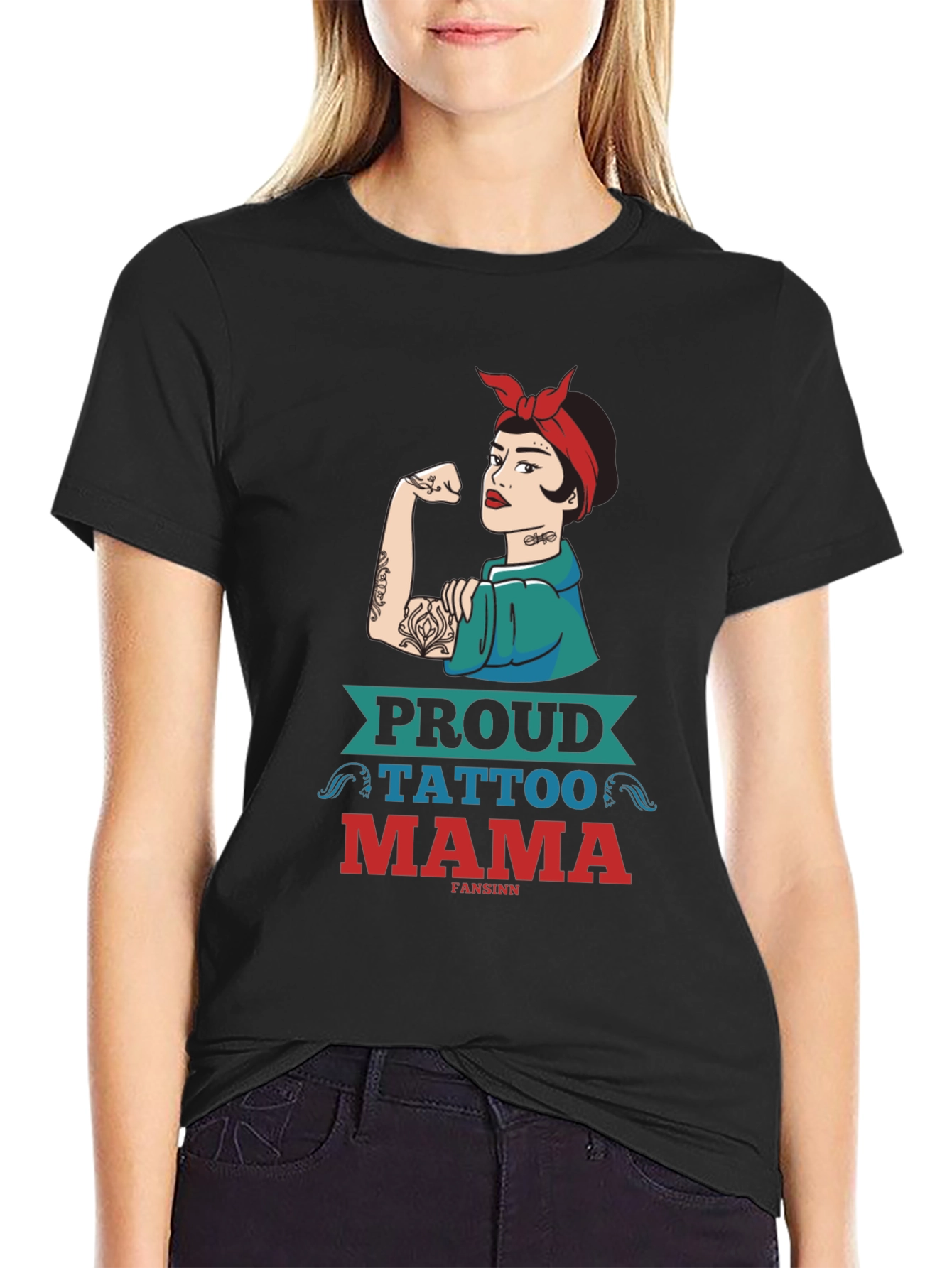 Proud Tattoo Mama Graphic Tee - Strong Woman Design