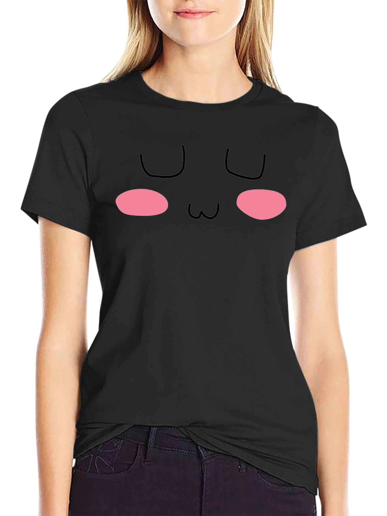 Kawaii Face Black T-Shirt - Cute & Comfy!