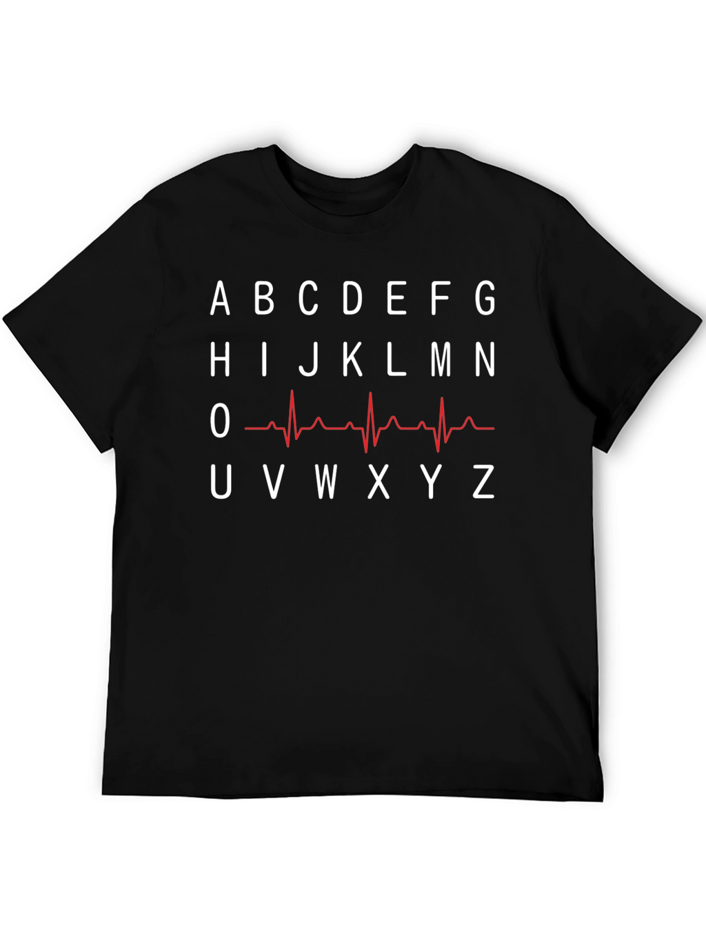 Alphabet ECG T-Shirt - Black Crew Neck Tee