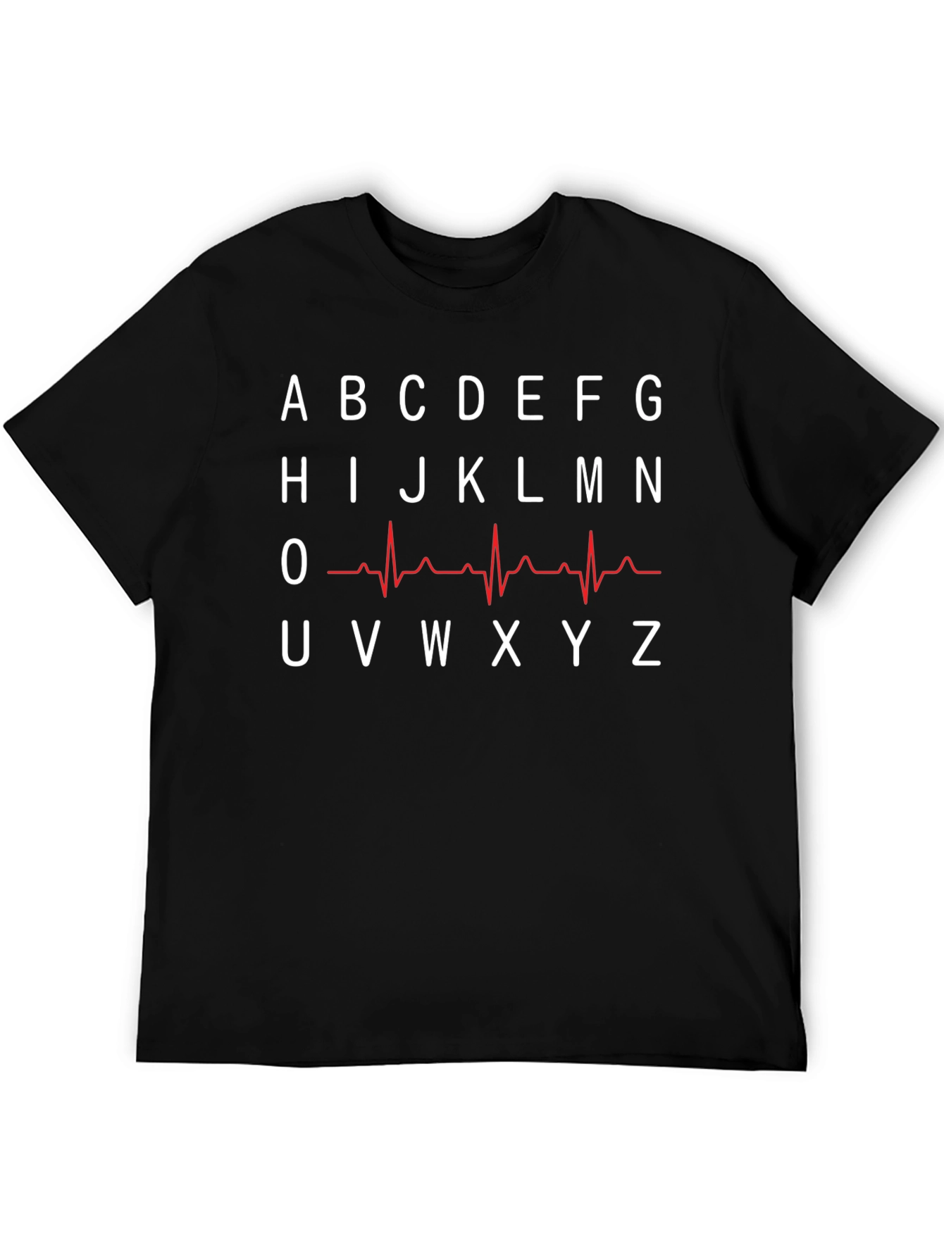 Alphabet ECG T-Shirt - Black Crew Neck Tee