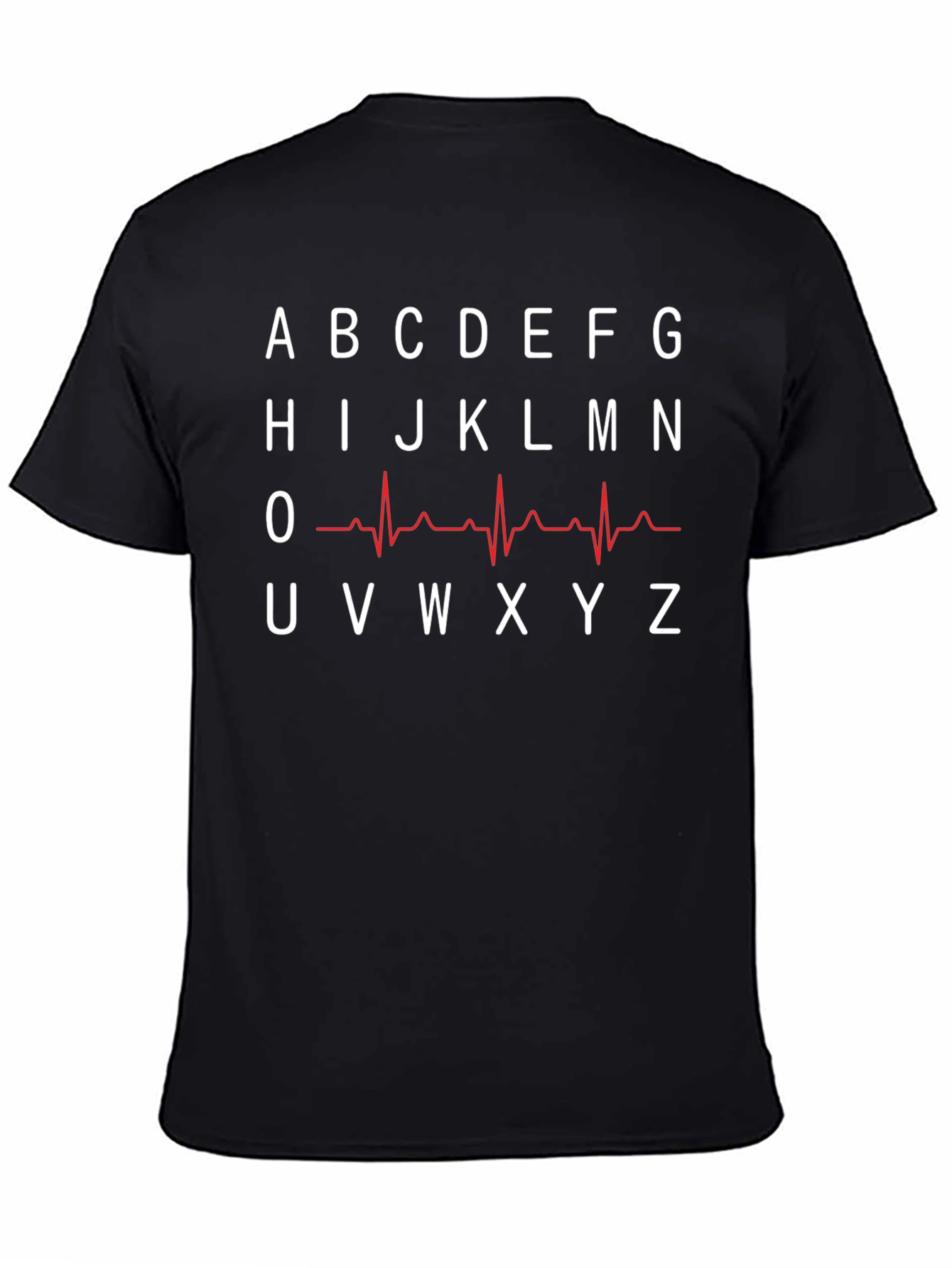 Alphabet ECG T-Shirt - Black Crew Neck Tee