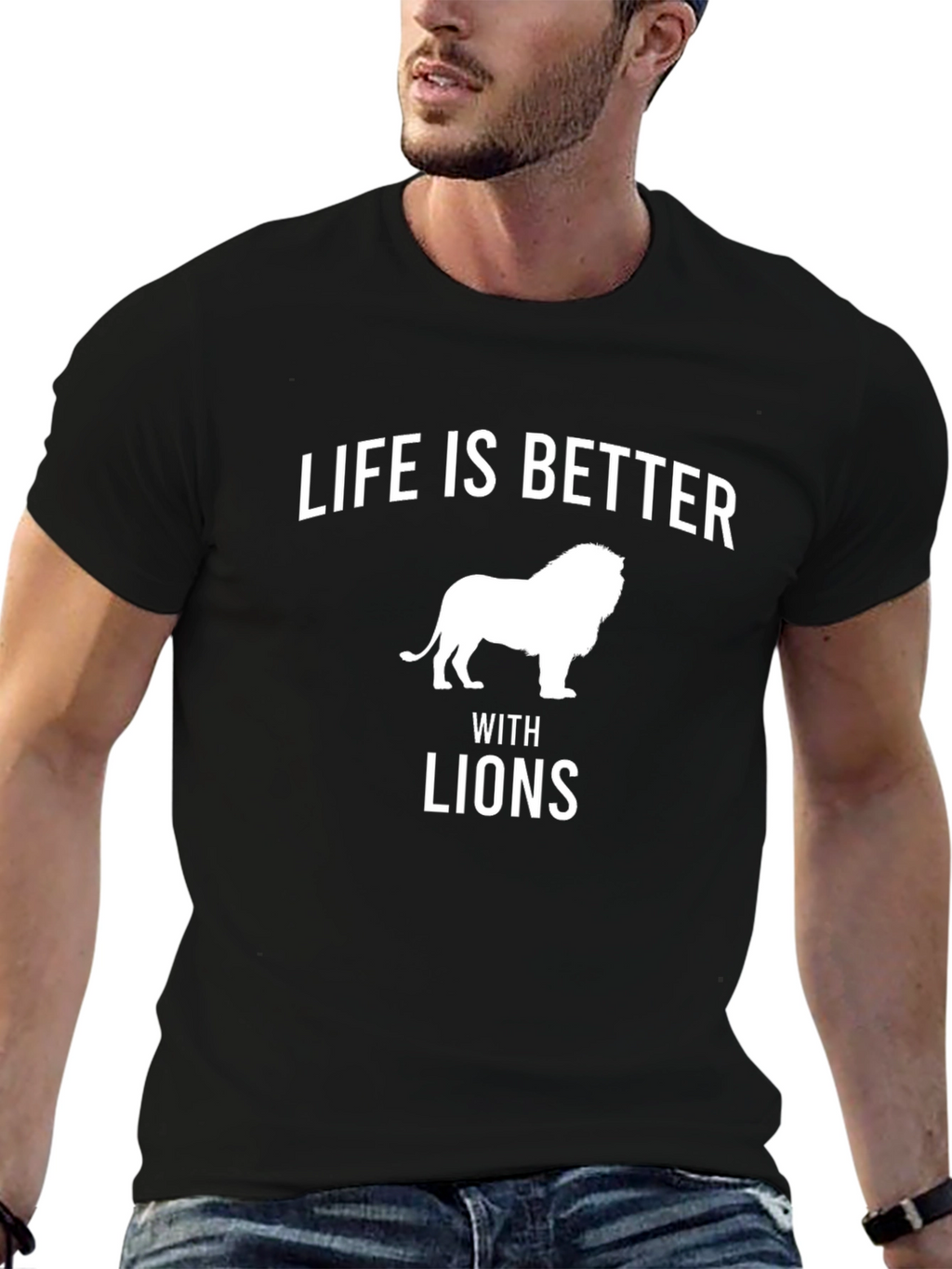 Life is Better with Lions Black Tee Shirt