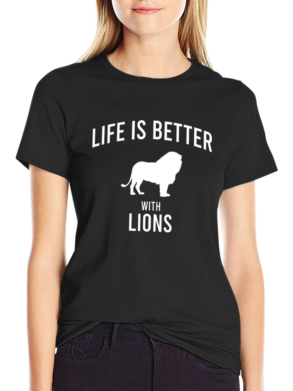 Life is Better with Lions Black Tee Shirt