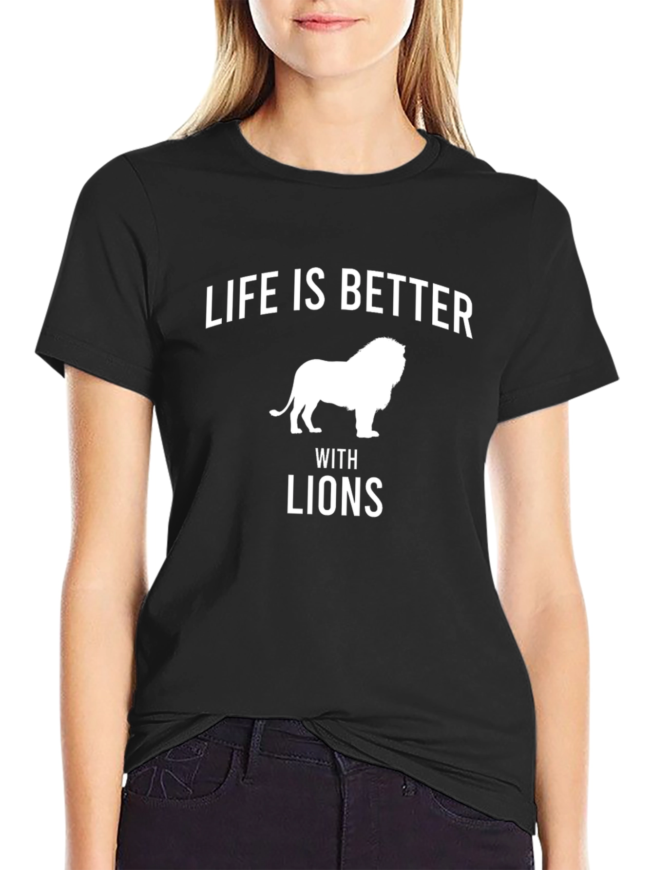 Life is Better with Lions Black Tee Shirt