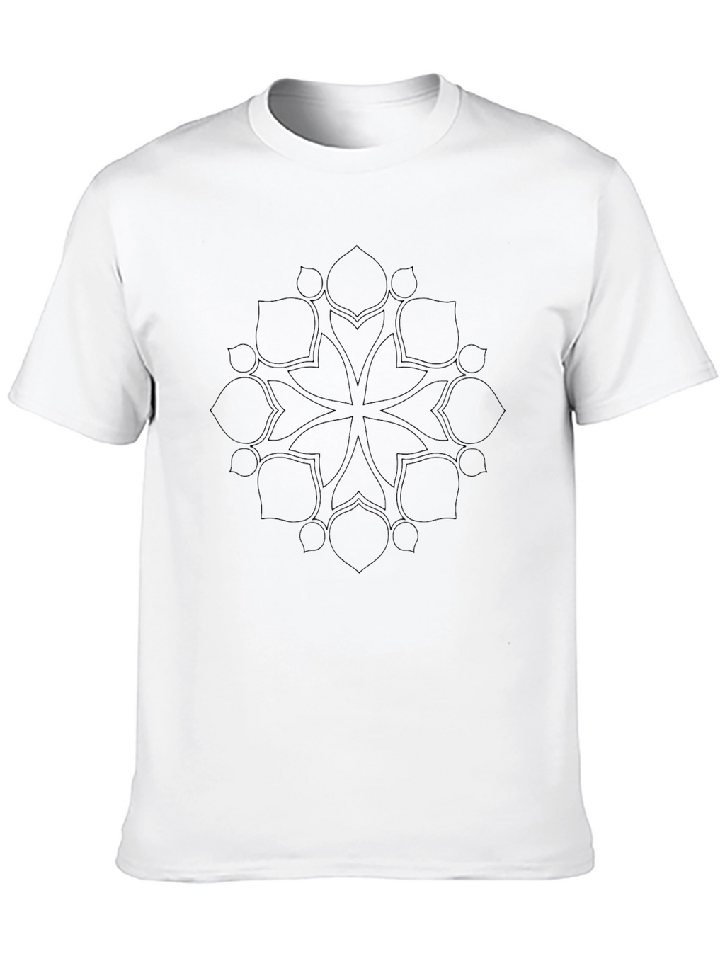 Mens Black T-Shirt with Geometric Floral Design