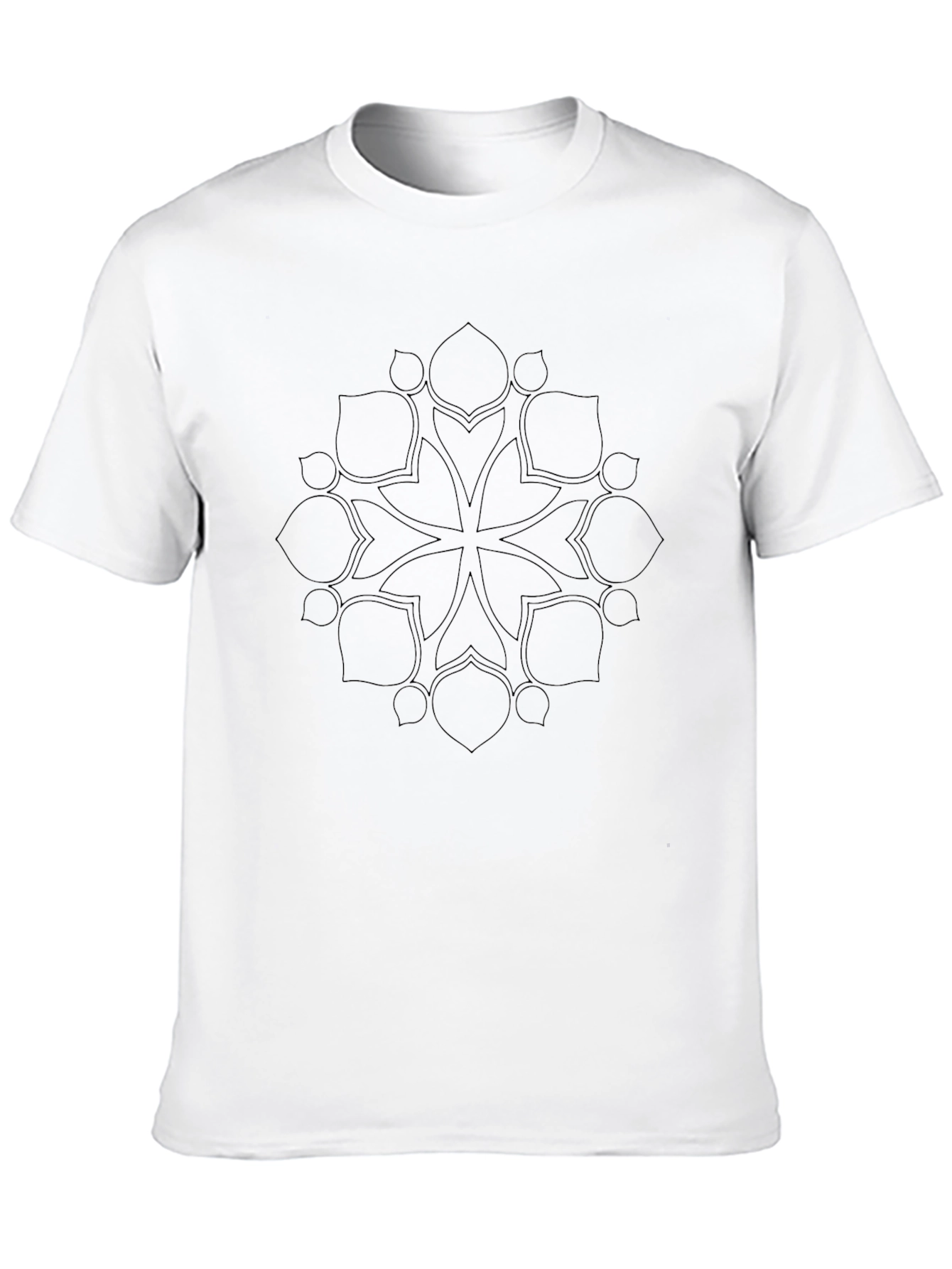 Mens Black T-Shirt with Geometric Floral Design