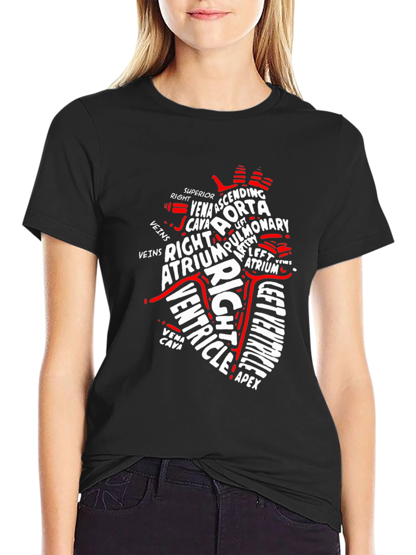 Anatomical Heart Word Art Graphic T-Shirt