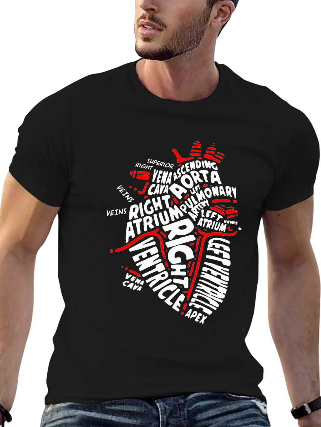 Anatomical Heart Word Art Graphic T-Shirt